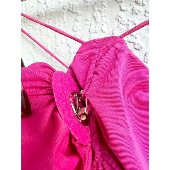 NWT Showpo Teagan Bodycon Ruched Asymmetric Strap Rosette Midi Dress Mulberry 2 - Picture 5 of 8